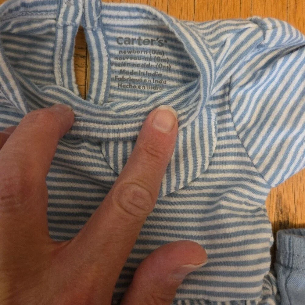 Striped Blue Peplum Bodysuit and Blue Leggings Set - Carters